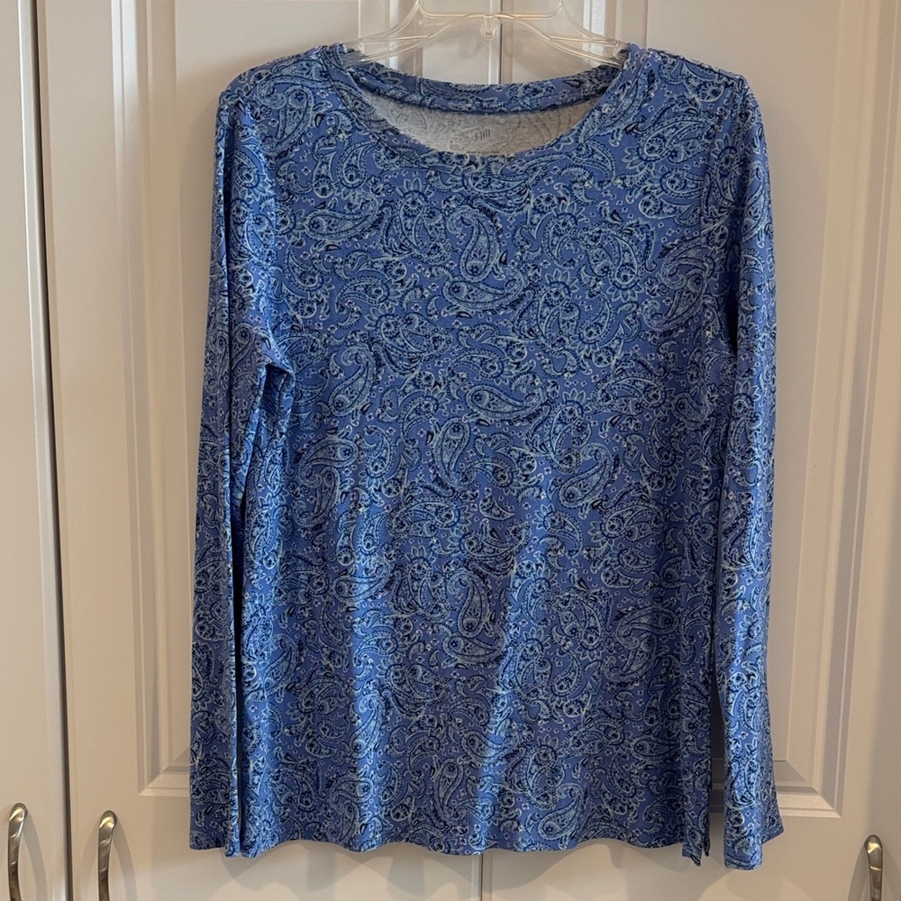 J. Jill Blue Paisley Long Sleeve Top
